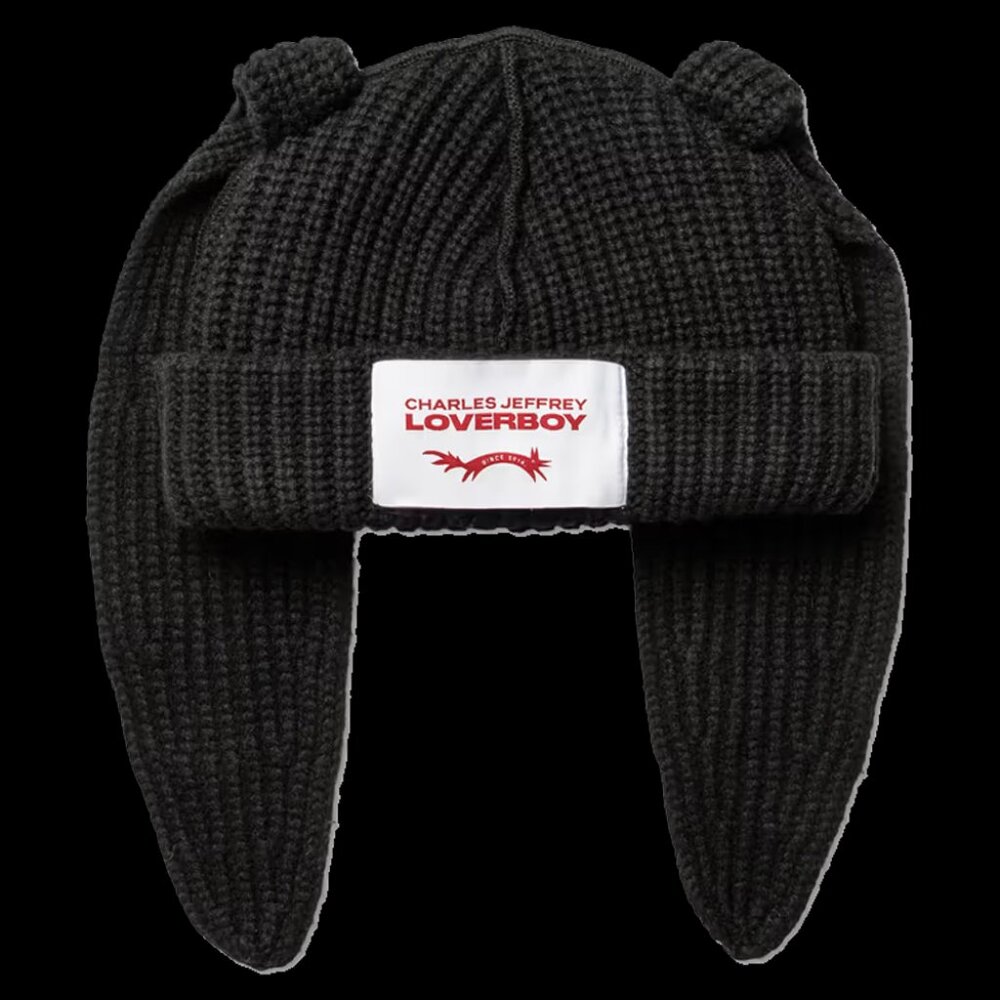 Charles Jeffrey LOVERBOY Bunny Ear Beanie – Statement Knit Hat